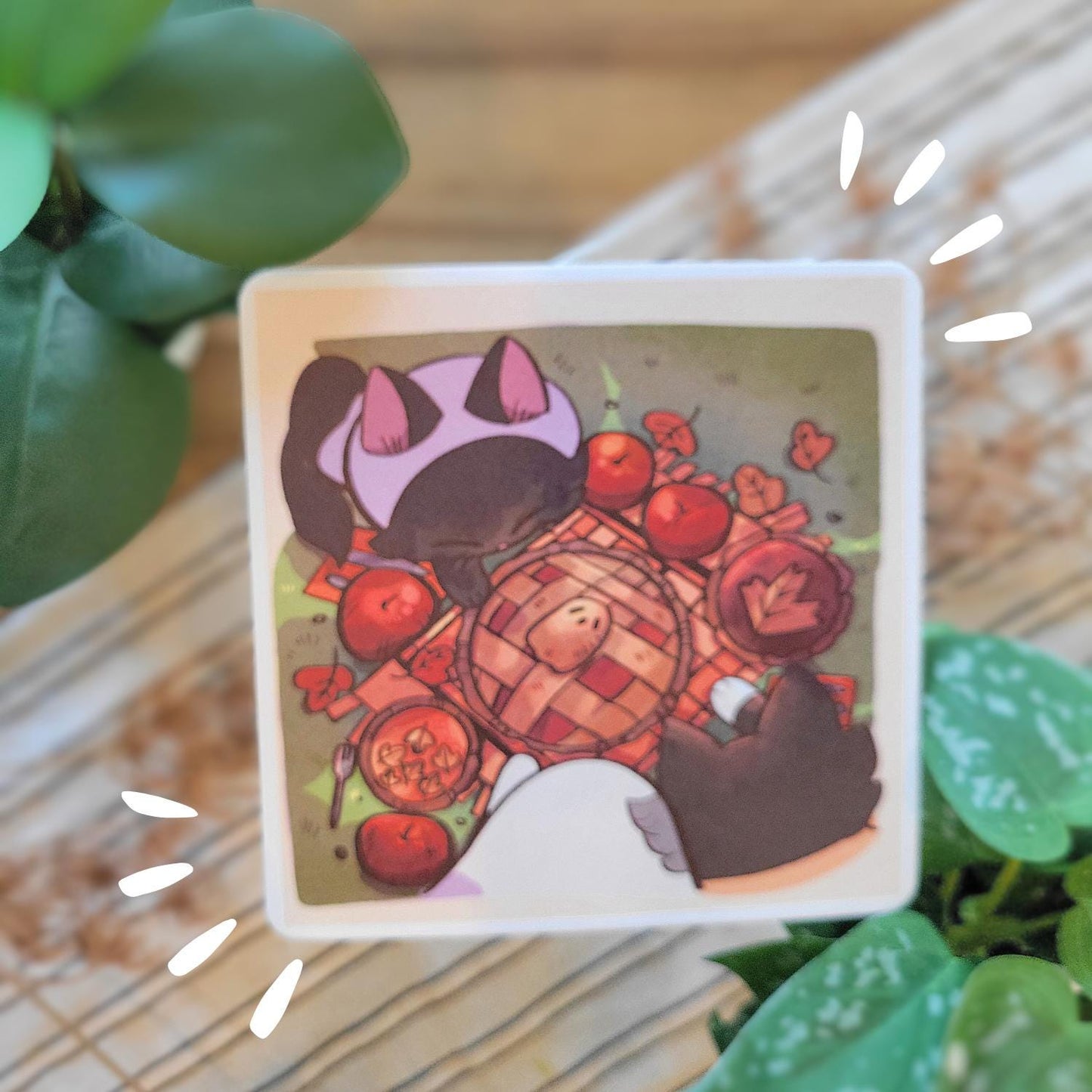 Fall cats with their little ghost friend picnic Art Prints 5 x 5