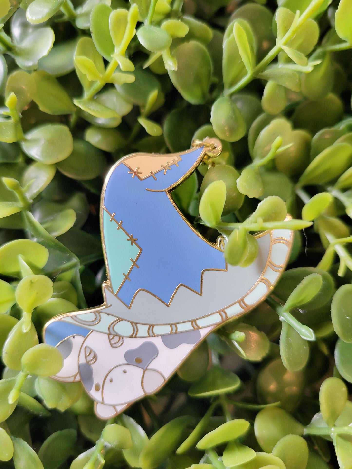 Wizard Cow - 1.5 inch enamel pin with dangle star charm