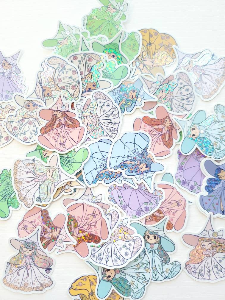 Birthstone Witch Glitter Stickers - 2 in. stickers