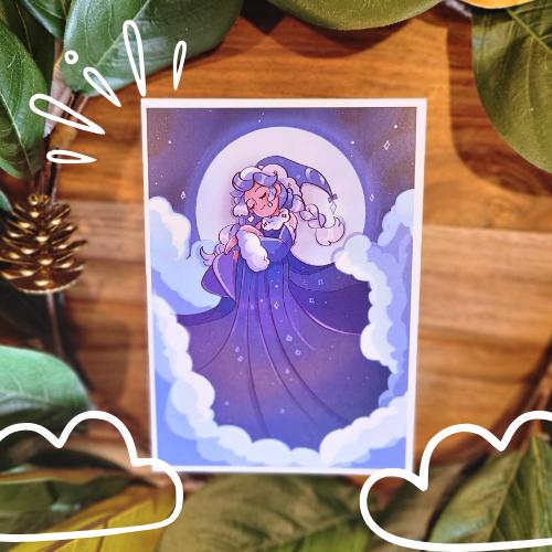 Moon Cloud Witch Art Print -  (5 x 7 inches art paper)